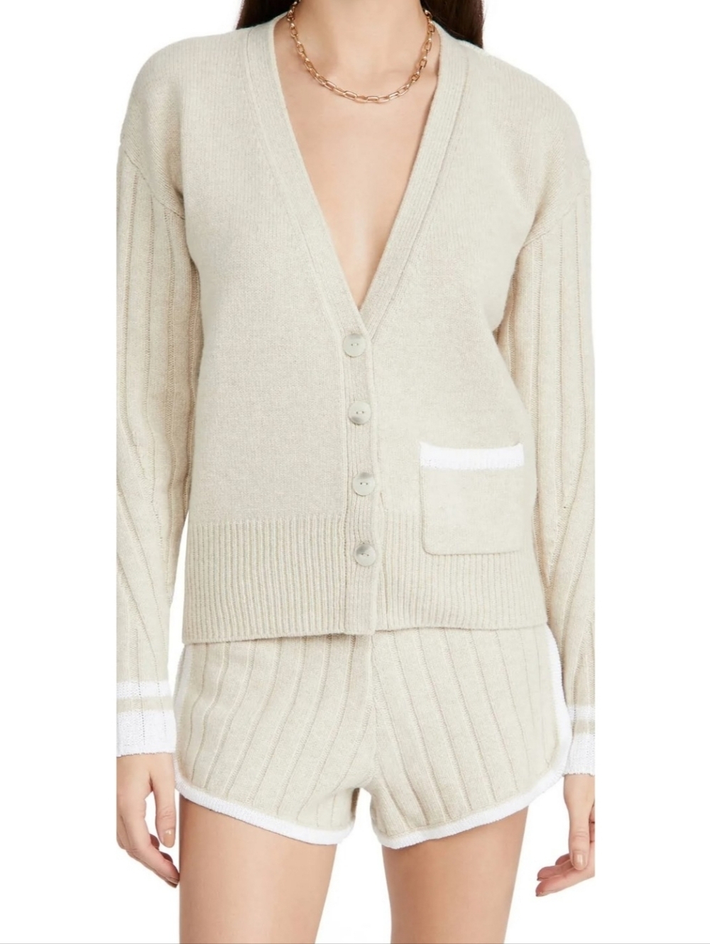 🤍 Rag & Bone wool blend neutral tan/white combo cardigan sweater